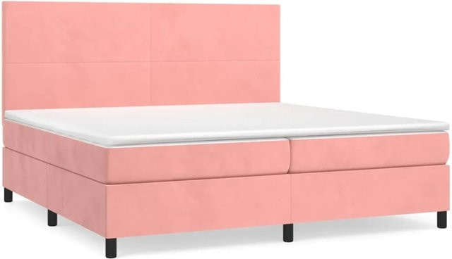 vidaXL Boxspringbett mit Matratze Rosa Samt Hybrid-Design B/T/H: 200 x 200 x 203 cm - Bild 1