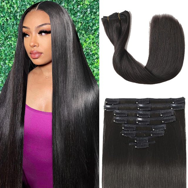 BELEXTENS Clip-in-Haarverlängerung aus Echthaar, 8 Stück/Set, Damen - Bild 1