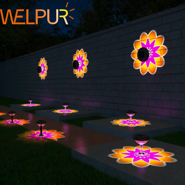 WELPUR Solarbetriebene Gartenleuchte Außenprojektionsleuchte IP65 Wasserdicht für Garten und Balkon - Bild 1