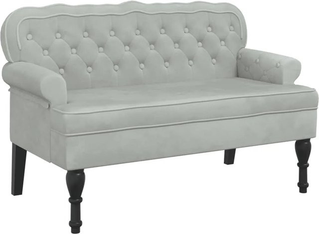 vidaXL Bank mit Rückenlehne aus Samt in Grau im Antik-Stil, B/T/H: 119,5 x 64,5 x 75 cm - Bild 1