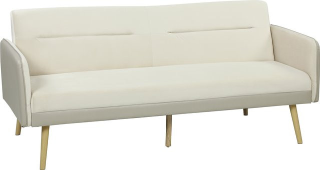 HOMCOM 3-in-1 Schlafsofa 3-Sitzer als Klick-Klack-Sofa mit verstellbarer Rückenlehne und gepolsterter Sitzfläche in Beige mit Velours- und PU-Bezug sowie Metallfüßen - Bild 1