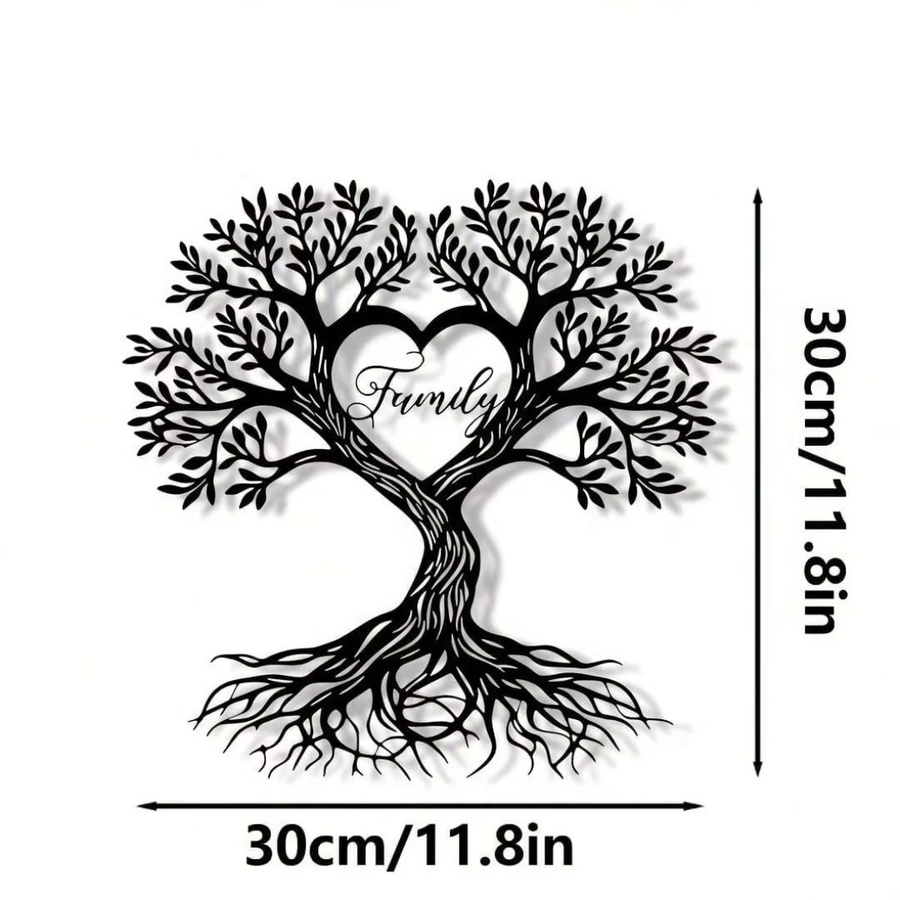 CIFBUY Baum des Lebens Wandkunst aus Metall in Schwarz mit Herz-Design für Wohnzimmer und Schlafzimmer - Bild 2