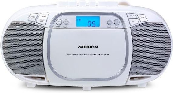 Medion LIFE E66476 Boombox in Weiß mit CD-Player, FM-Radio und USB-C Anschluss - Bild 1