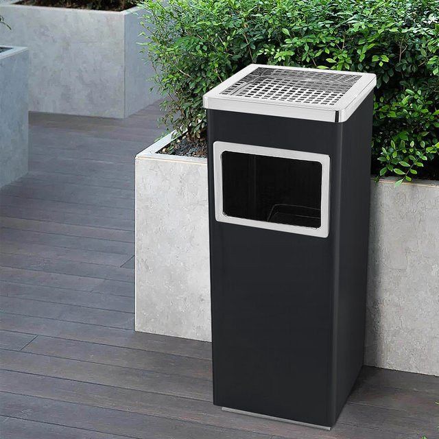 Ecole Hotel-Aschenbecher und Mülleimer aus Stahl in Silber/Schwarz mit 35 l oder 45 l Fassungsvermögen - Bild 1