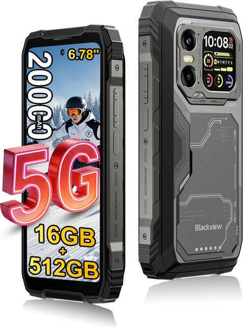 Blackview XPLORE 1 5G Robustes Smartphone mit 256 GB Speicher, 12 GB RAM, 20000 mAh Akku und 6,78 Zoll 2,4K Display, Android 15, Schwarz - Bild 1