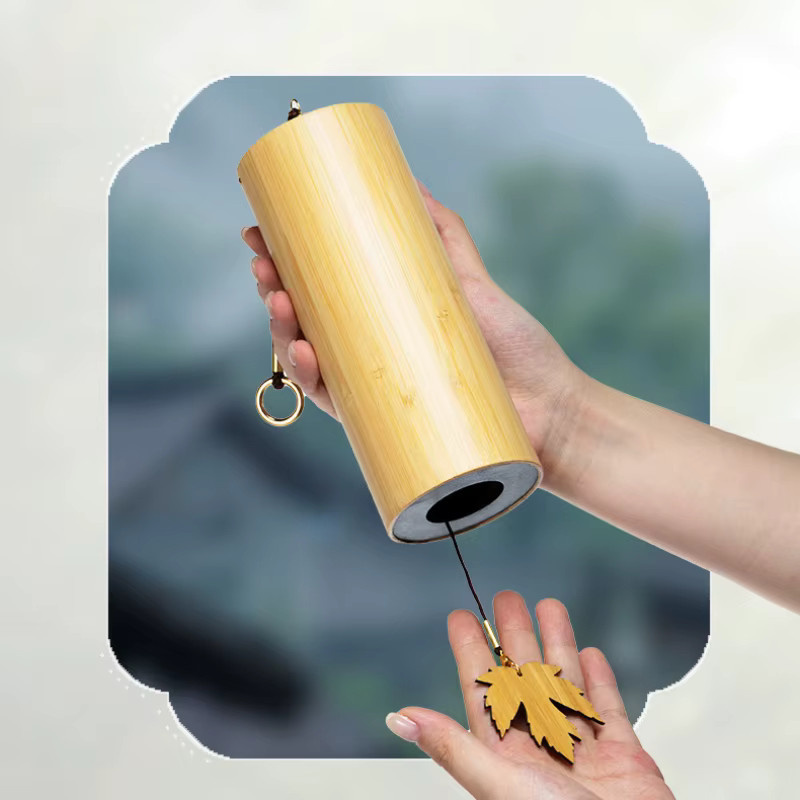 YUYU Japanisches Bambus-Windspiel in Braun für Garten und Terrasse mit 8 Stäben für Zen-Meditation - Bild 2