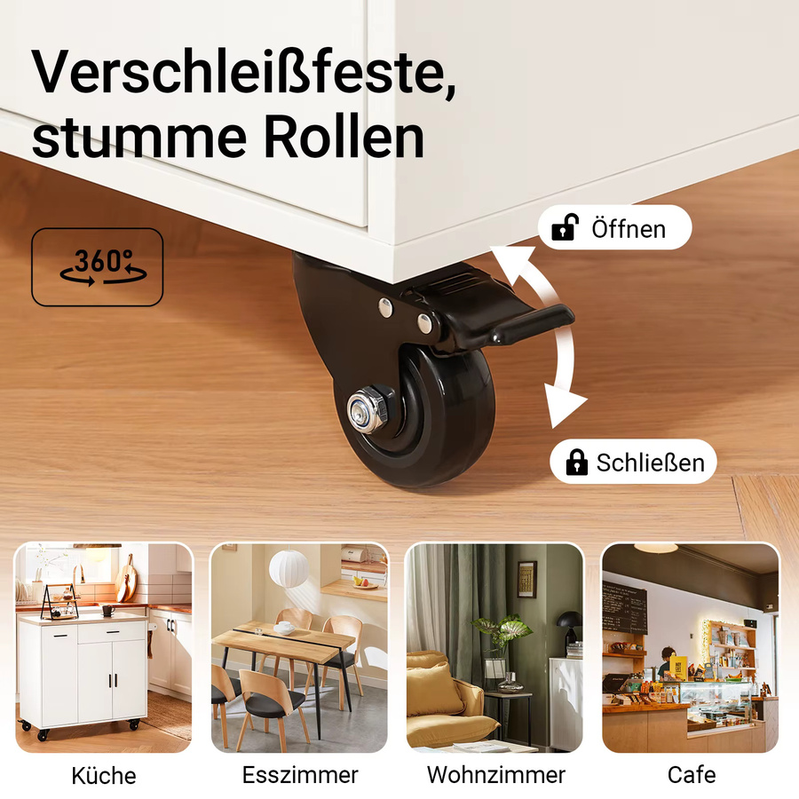SoBuy Küchenwagen FKW126-WN Design Kücheninsel mit Arbeitsplatte und Gewürzregal in Weiß, B/T/H: 105 x 92 x 46 cm - Bild 4