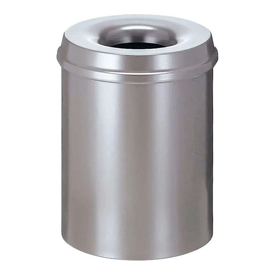 PROREGAL Selbstlöschender Papierkorb und Abfallsammler aus Metall in Silber, Volumen: 15 Liter, H x Ø: 36 x 26 cm - Bild 2