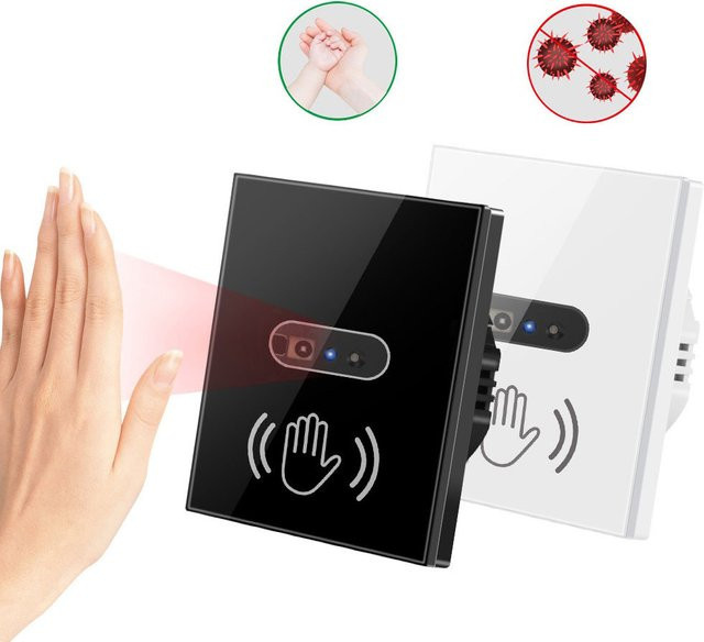 Szaoju Smart Wand Licht Schalter mit Hand Sweep Sensor und Glas Panel in Schwarz - Bild 1