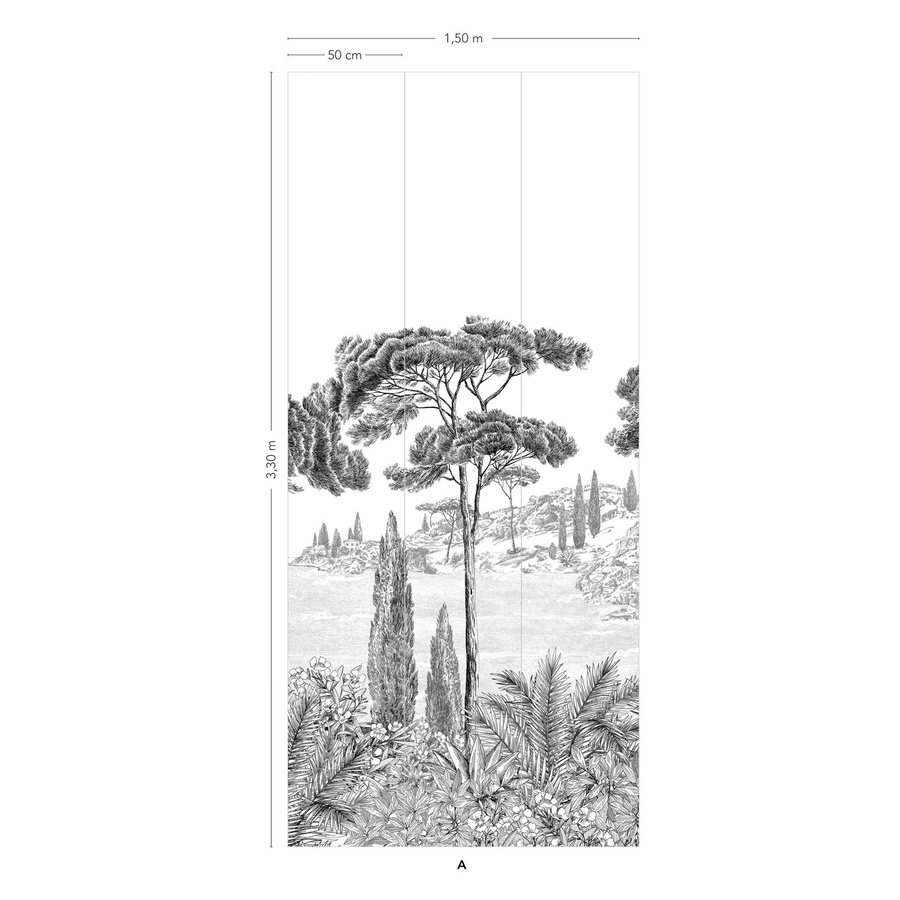 Isidore Leroy Wandgestaltung Mural Peninsule Panel A in Grau mit mediterranem floralem Design - Bild 2