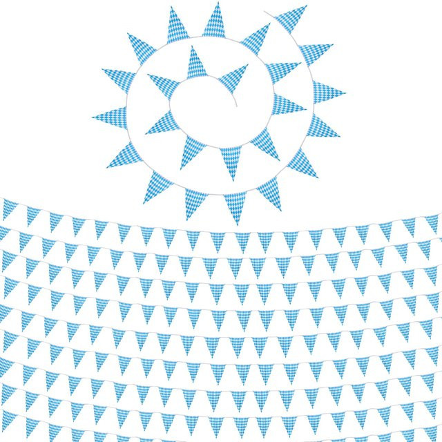 tectake Wimpelkette mit Rautenmuster in Blau-Weiß für Partys und maritime Dekorationen - Bild 1