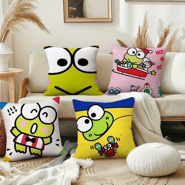 Sanrio Kissenbezug Keroppi Frosch Kawaii Design in Grün für Sofa und Wohnzimmer - Bild 1