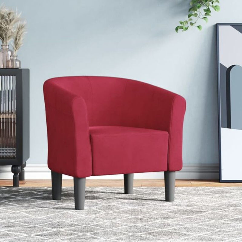 Moderner Clubsessel aus Samt in Rot von vidaxl, B/T/H: 70 x 56 x 68 cm - Bild 1