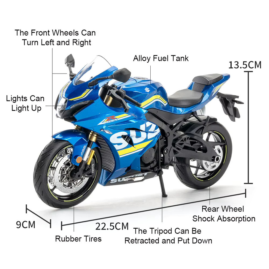 MAKEDA Suzuki GSX-1000R, Miniatur-Spielzeug-Motorrad, 1:9, Metall - Bild 4