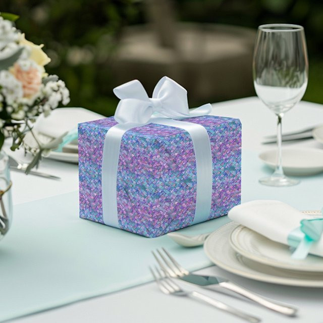 Mehrfarbiges Geschenkpapier mit Meerjungfrauen-Schuppen-Muster für Hochzeiten, Geburtstage und Partys in 2, 4 oder 6 Stück - Bild 1