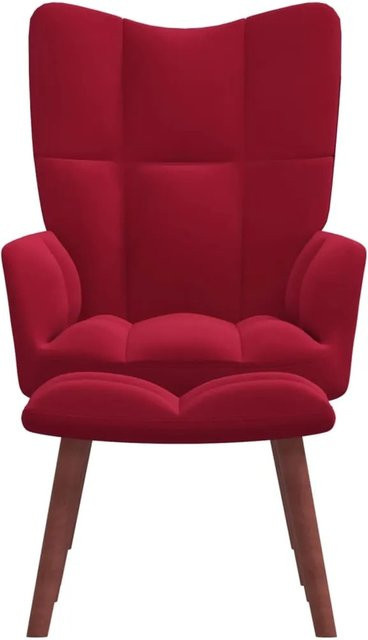 vidaXL Relaxsessel mit Hocker in Weinrot aus Samt - Bild 1