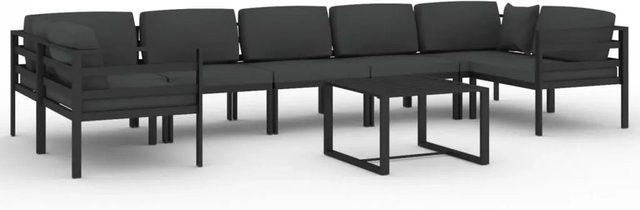 vidaXL 8-tlg Garten-Lounge-Set Modell 5 aus Aluminium mit Kissen in Anthrazit - Bild 1