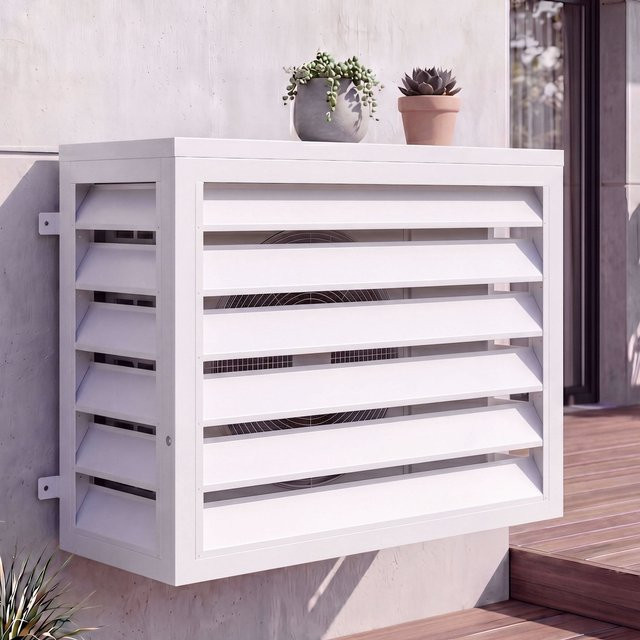 Metall Verkleidung für Klimaanlage und Wärmetauscher MCW-O43 als Abdeckung und Schutzgitter in Grau-Weiß, B/T/H: 73 x 97 x 38 cm - Bild 1