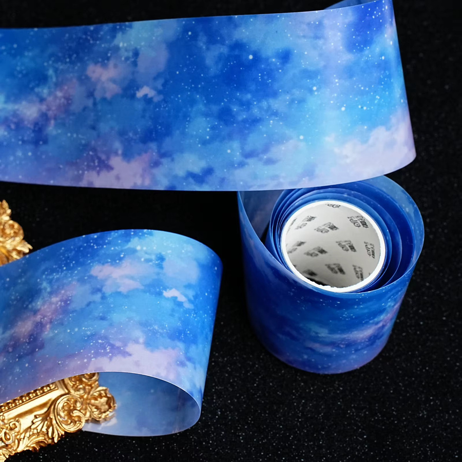 Etori Life Aurora Sternenwolken-Schleifenband in Blau, Breite: 6 cm, Länge: 2 m, Bastelmaterial für Scrapbooking und DIY-Dekoration - Bild 4