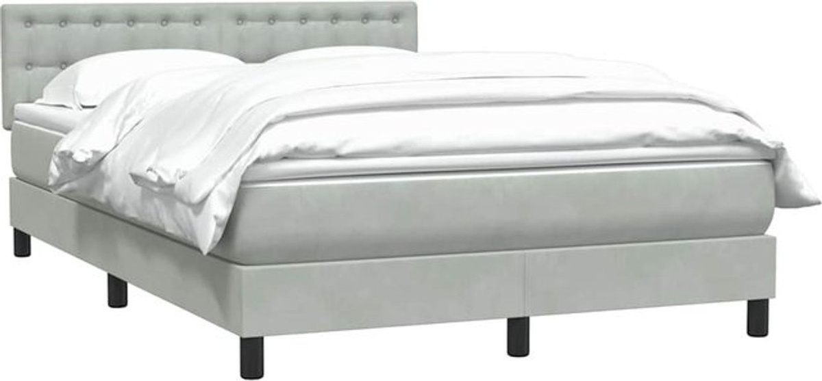 Vidaxl Boxspringbett mit Matratze in Grau und Weiß aus Samt, B/T/H: 160 x 210 cm - Bild 1
