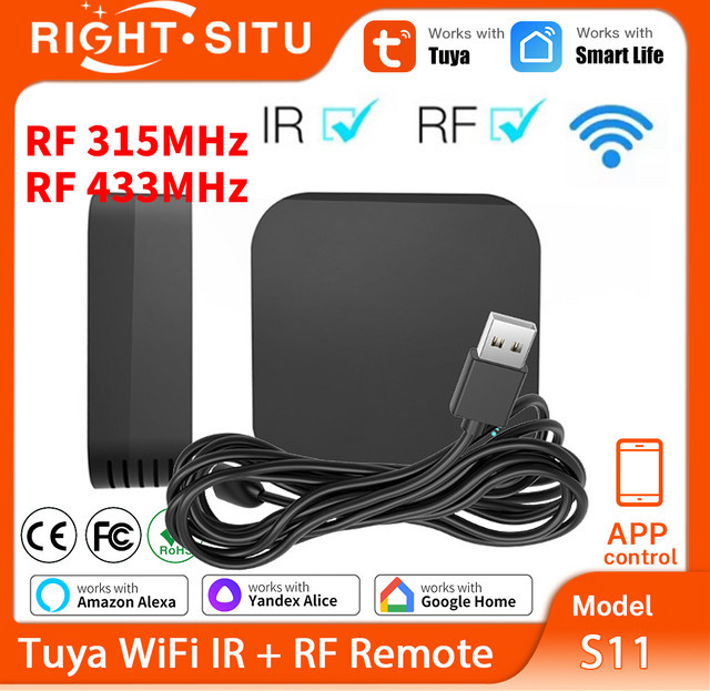 Tuya Smart RF IR Fernbedienung WiFi Version in Schwarz für dein Smart Home mit Unterstützung für SmartLife, Yandex und Alexa zur Steuerung von Klimaanlagen und Fernsehern - Bild 1