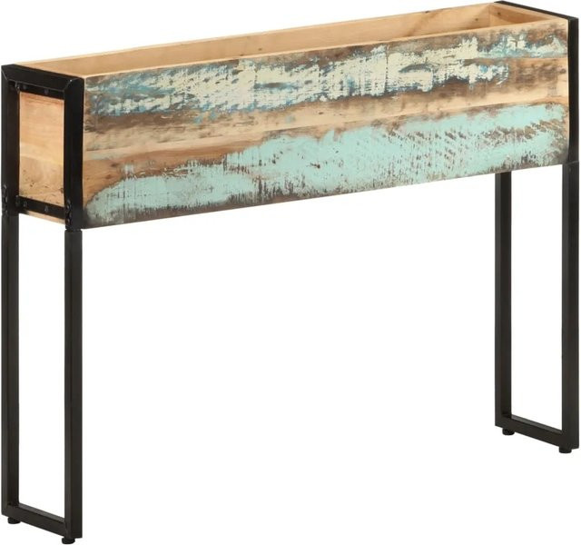 vidaXL Pflanzkübel aus Massivholz und Stahl in Multicolour, B/T/H: 90 x 20 x 68 cm - Bild 1