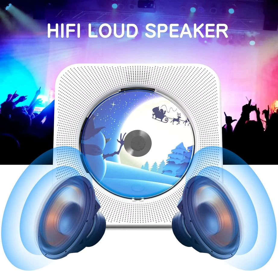 Bytelike Bluetooth-CD-Player mit 2 HIFI-Lautsprechern und LED-Anzeige in Weiß inklusive Fernbedienung - Bild 2