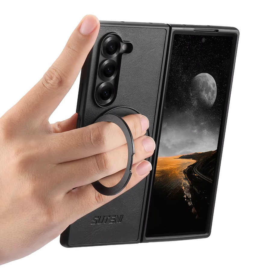 Business 360° Schutzhülle mit drehbarem Ständer und Schnalle für Samsung Galaxy Z Fold 7, 6, 5 aus Kunstleder in Schwarz mit Magnet und kabelloser Ladefunktion - Bild 4