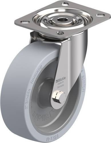 Blickle LIX-POSI 125G-SG-OF Lenkrolle in Grau mit Edelstahl und Kunststoff, Rad-Durchmesser: 125 mm, Tragfähigkeit: 120 kg - Bild 1