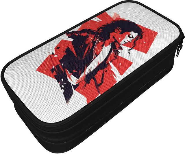 King Michaels Federmäppchen Popmusik Jackson in Rot, B/T/H: 21 x 10,5 x 5 cm - Bild 1