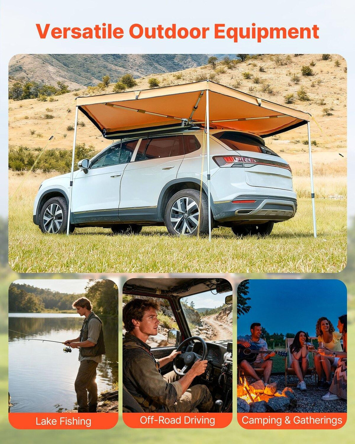 Buying Solutions MB 270-Grad-Fahrzeugmarkise für die Fahrerseite, beige, UV50+ wasserdicht mit Tragetasche und Aluminiumrahmen - Bild 5