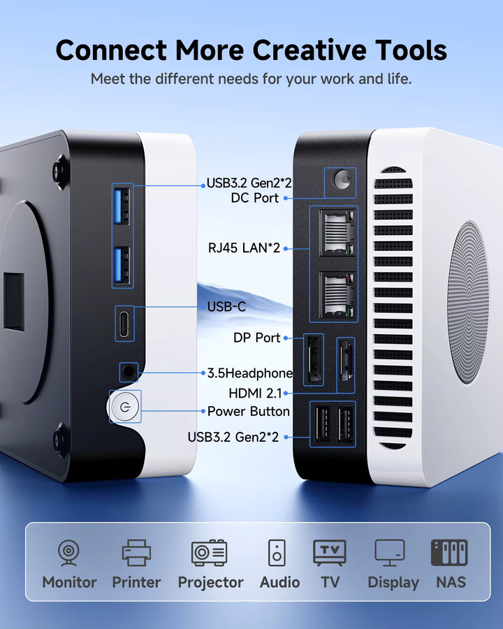 CHUWI LarkBox X Mini-PC mit Intel i3-1220P, 8GB RAM, 256GB SSD und WiFi 6 in Weiß - Bild 5