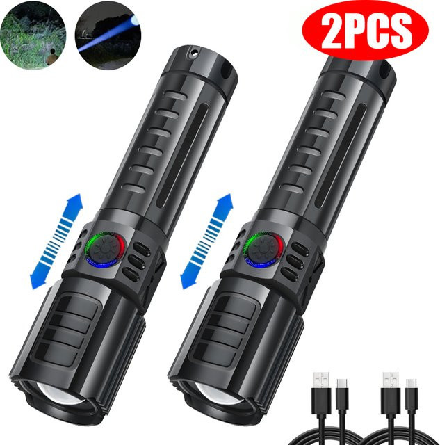 NEWBIRTH Xhp50 LED Taschenlampe mit Teleskop-Zoom, USB wiederaufladbar, Schwarz - Bild 1