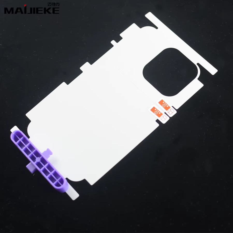 3er Set Hydrogel Schutzfolien mit Rahmen für iPhone 16 Pro Max, iPhone 15 Plus und iPhone 14 Pro inklusive Seitenschutz und Fixierwerkzeug, transparent - Bild 2