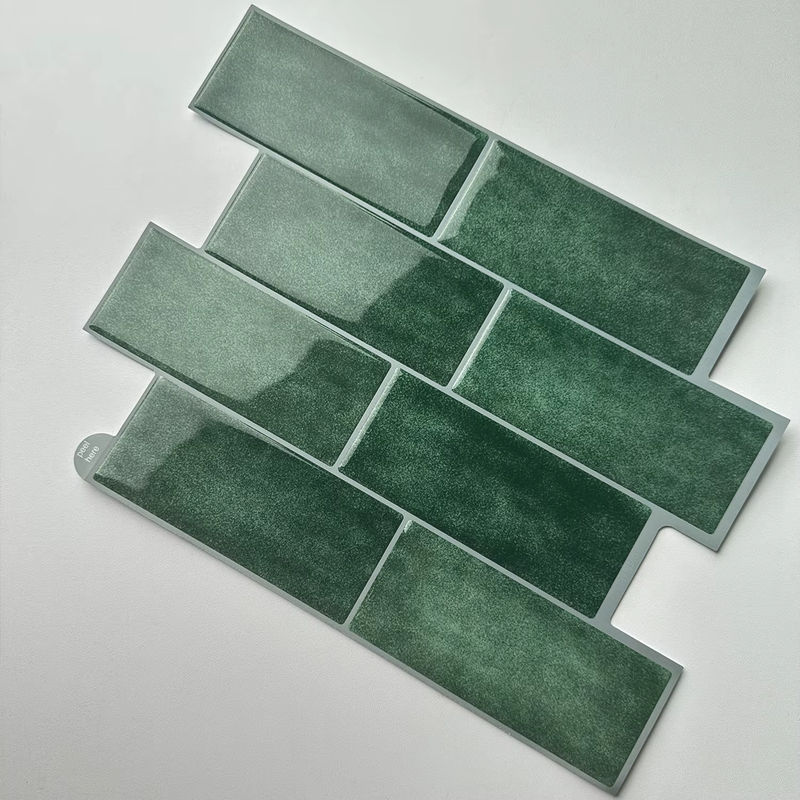 Vividtiles Wandfliesen Aufkleber in Grün, 3er Pack, Wasserdichte Rückwand-Tapete für Küche und Badezimmer im modernen U-Bahn-Design - Bild 2