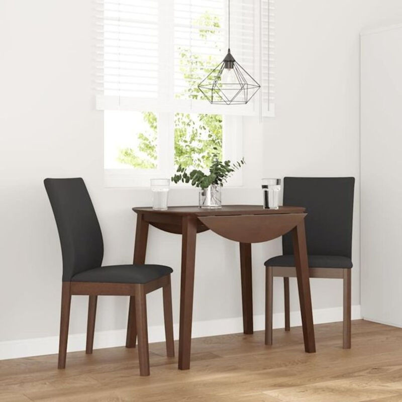 Set aus 2 Polsterstühlen von vidaxl aus Massivholz in Braun und Schwarz mit Stoffbezug - Bild 1