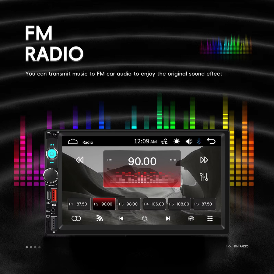 Podofo 2 DIN Autoradio mit 7 Zoll HD MP5 Touchscreen, Bluetooth, USB, FM Radio und Mirror Link in Schwarz - Bild 3