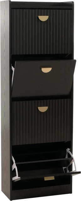 Schuhschrank MCW O39 mit Klappfächern in Schwarz, B/H/T: 148 x 50 x 24 cm - Bild 2