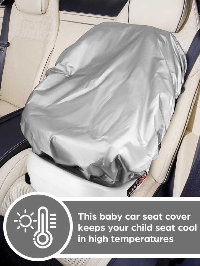 Universeller Baby Auto Sitz Sonnenschutz in Silber zum Schutz vor UV-Strahlung und Hitze - Bild 3
