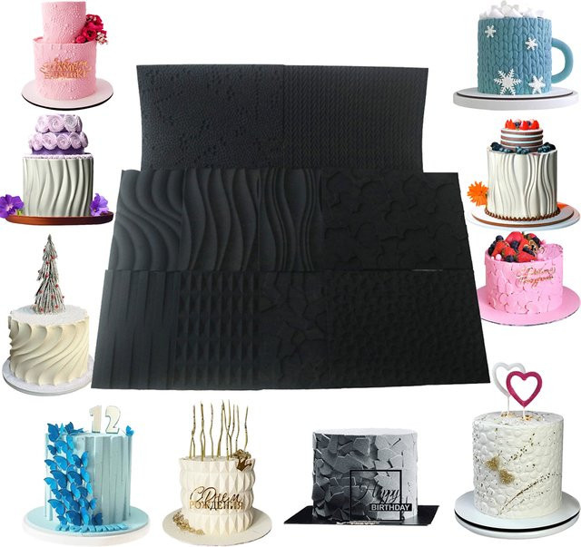 Meibum Backmatte aus Silikon mit Wave Dune Muster in Schwarz für Fondant und Mousse-Dekoration - Bild 1