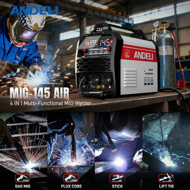 ANDELI Multi-Prozess Schweißgerät mit Lift TIG, ARC, MMA, MIG und MAG Funktionen, IGBT Inverter mit Gas- und Gaslos-Schweißfunktion - Bild 1