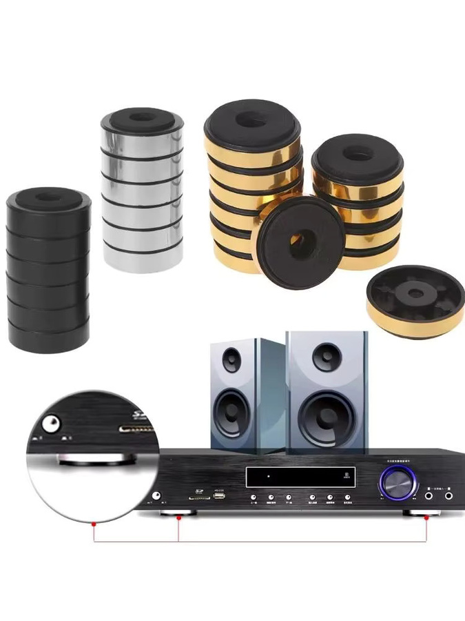 4er-Set Lautsprecher-Dämpfungsfüße aus Aluminiumlegierung für Audio-Stereo und Verstärker, Durchmesser: 40 mm, Höhe: 10 mm, Farben: Silber und Gold - Bild 6
