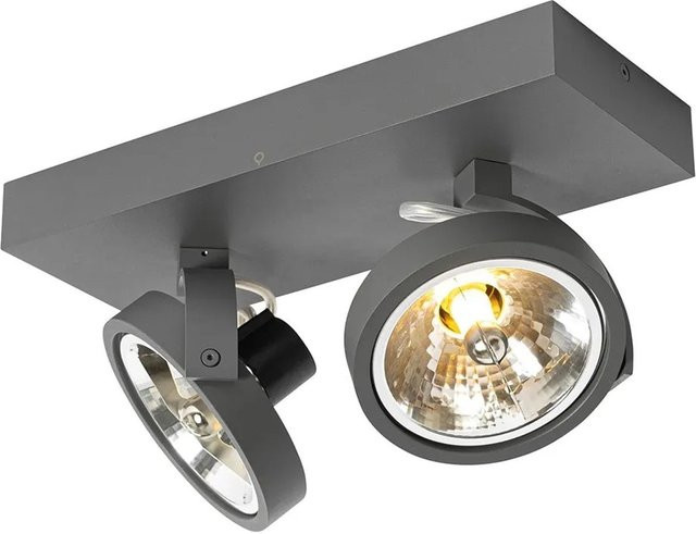 QAZQA LED Pendelleuchte Design Spot in Dunkelgrau, 2-flammig, verstellbar, Aluminium - Bild 1