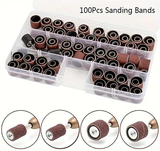 NEWONE 104-teiliges Schleifband-Set mit Schleifhülsen und Trommelpads für Nageldesign und Rotationswerkzeuge - Bild 1