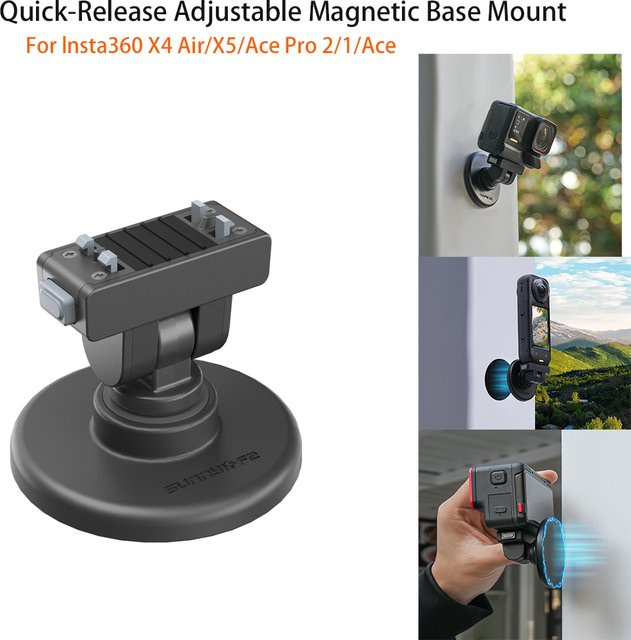 Insta360 Magnetische Adapterhalterung mit Saugnapf in Schwarz für Insta360 X4, X3, Ace Pro und Ace – Verstellbare Halterung für Auto, Radfahren und Vlogging - Bild 1