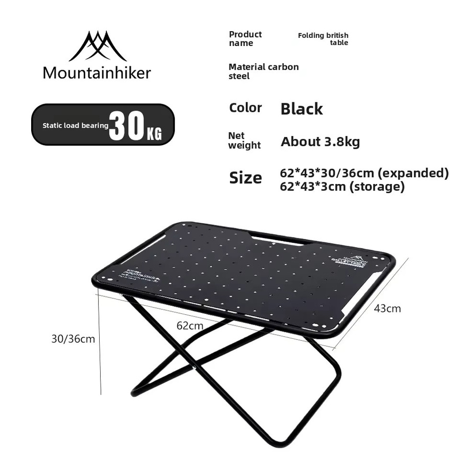MOUNTAINHIKER Taktischer Campingtisch aus Kohlenstoffstahl in Schwarz, Klappbarer Outdoor-Picknicktisch für Angeln und BBQ - Bild 3