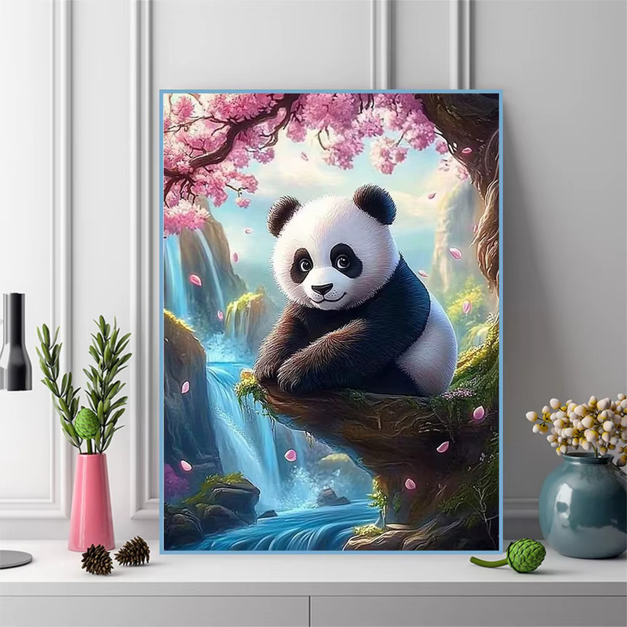 Momoart Diamantmalerei Panda DIY Stickmuster für Erwachsene und Anfänger, buntes Mosaik-Set zur Heimdekoration, B/H: 30 x 20 cm - Bild 3