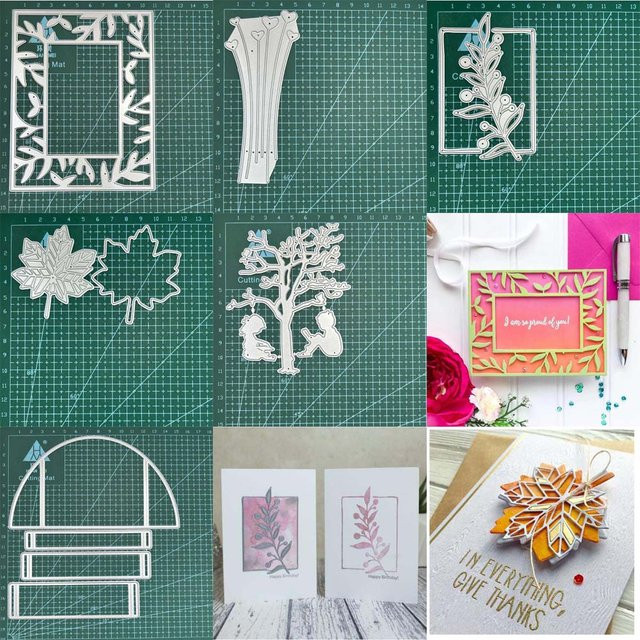 Metall-Schneidewerkzeug Schablone Blätter Herz Baum für DIY Scrapbooking und Papierkarten in Silber - Bild 1