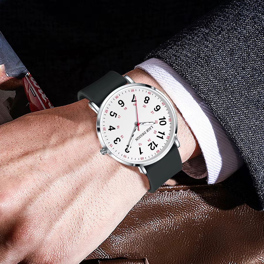 LIGE Armbanduhr Quarz, Silikon, Weiß, Herren - Bild 2