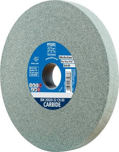 PFERD Schleifbockscheibe SiC80 für harte Materialien wie Hartmetall, Farbe: grau, Durchmesser: 200 mm, Breite: 20 mm, Bohrung-Ø: 51 mm - Bild 1